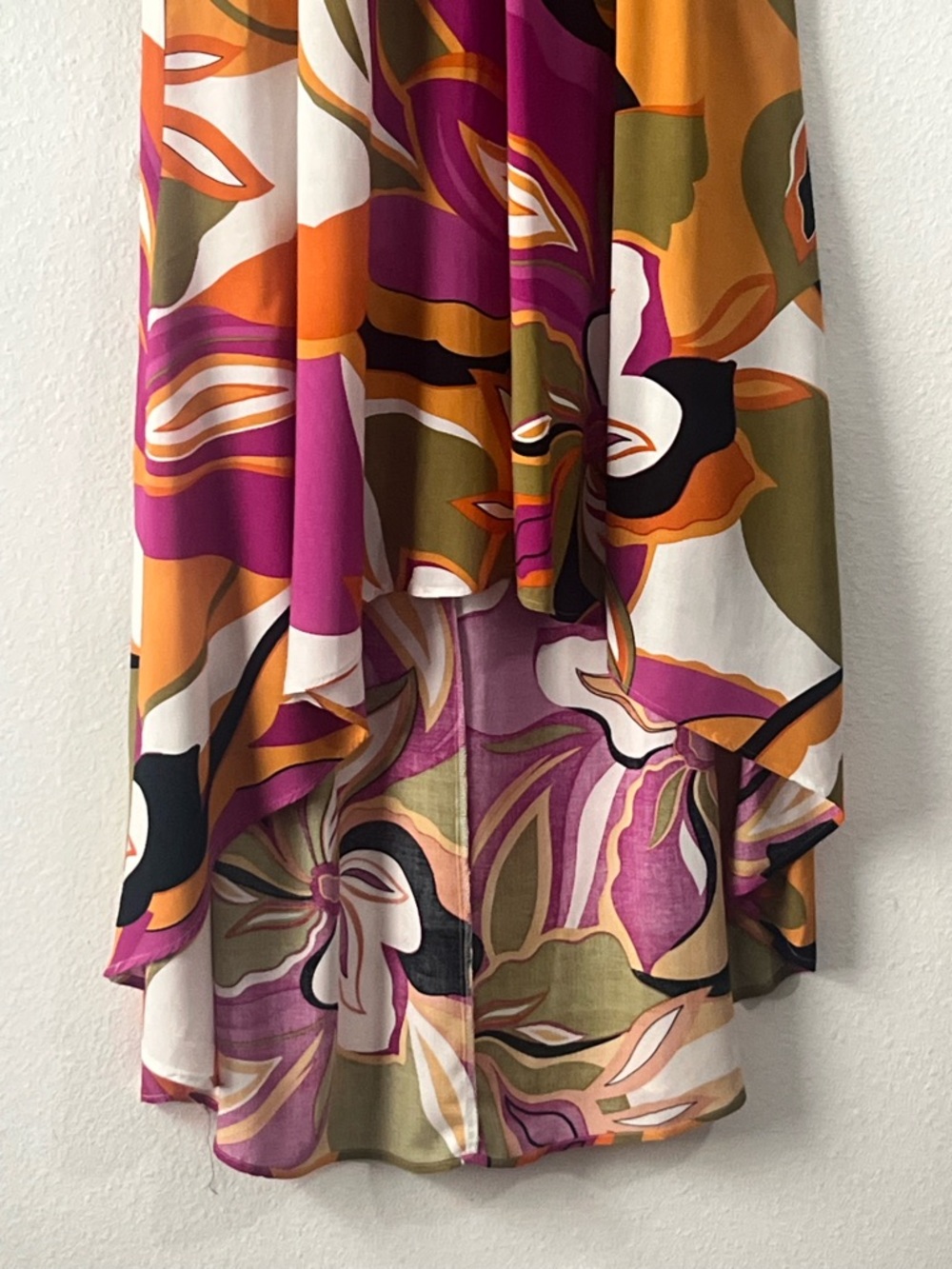 MSK Magenta, Olive & Orange Floral High-Low Dress, Size XL - Picture 5 of 9